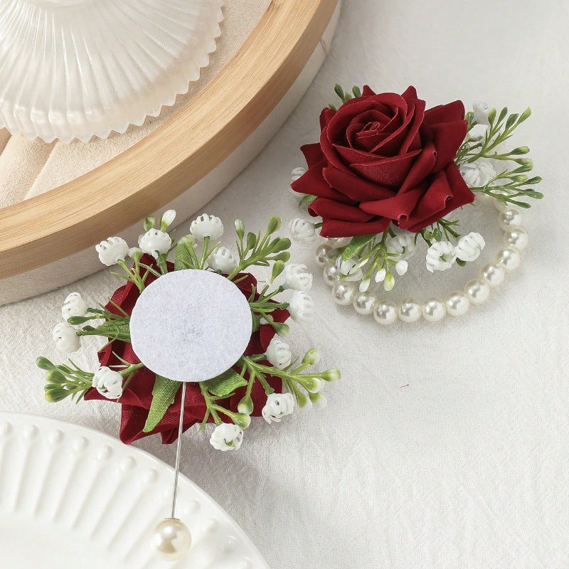 Amazon cross-border new rose wrist flower corsage bridesmaid sister group decorative flower forest wrist flower manufacturers