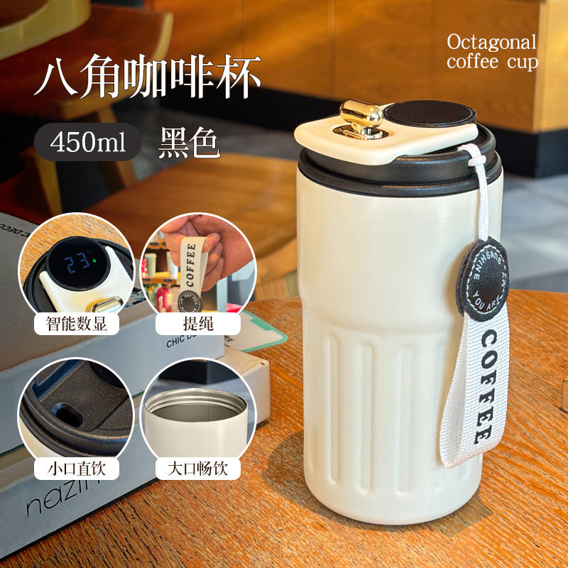 Summer Insulated Stainless Steel Water Cup, Thermos Cup, Coffee Cup, Double-Layer Car Cup, Smart Display Gift Cup, Customizable