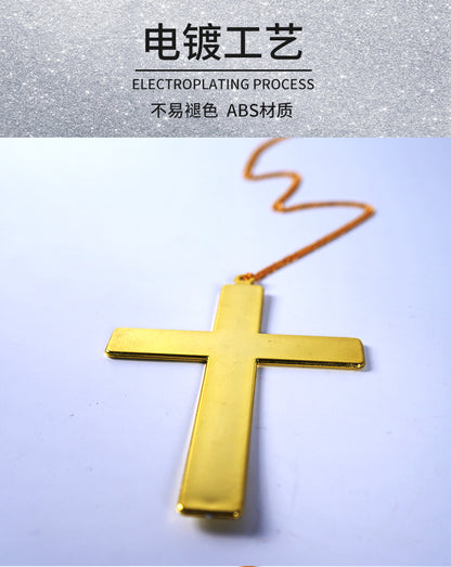 Golden Cross Priest and Nun Pendant Cross-Border Halloween Pendant Halloween Limited Edition Jewelry Necklace