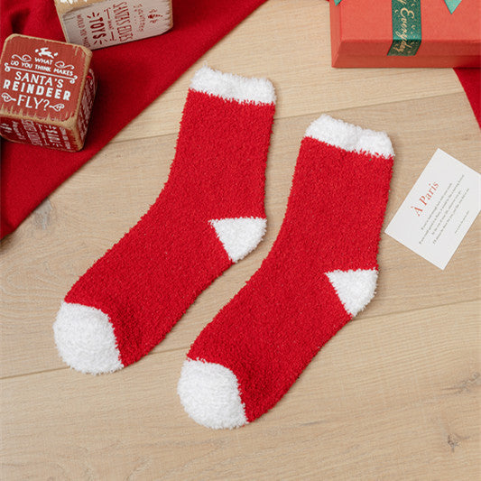Coral fleece Christmas socks autumn and winter thick tube socks New Year gift socks cartoon Christmas socks cross-border wholesale