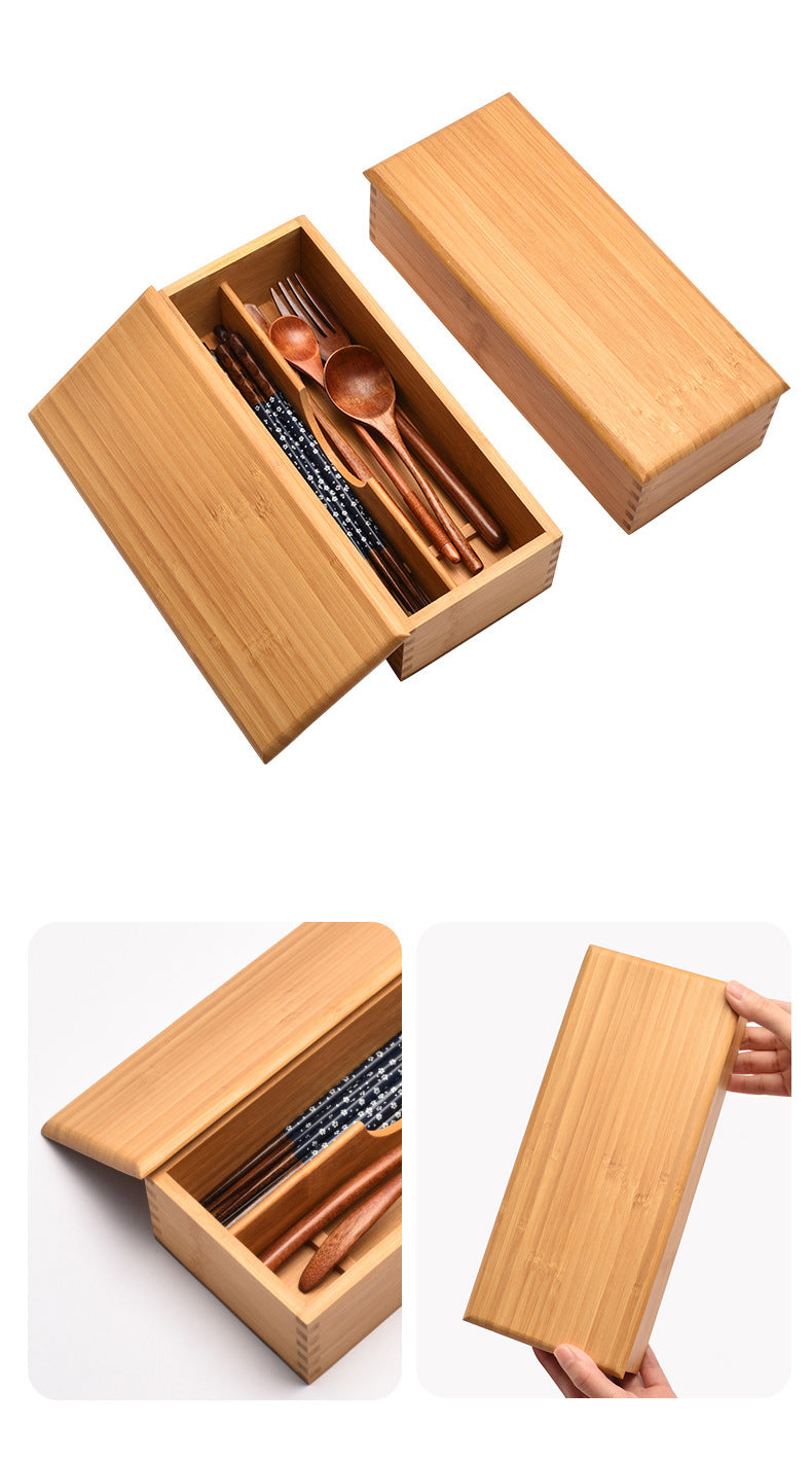 Japanese style chopsticks box with lid hotel spoon Fork tableware storage box lettering kitchen supplies compartment chopsticks basket