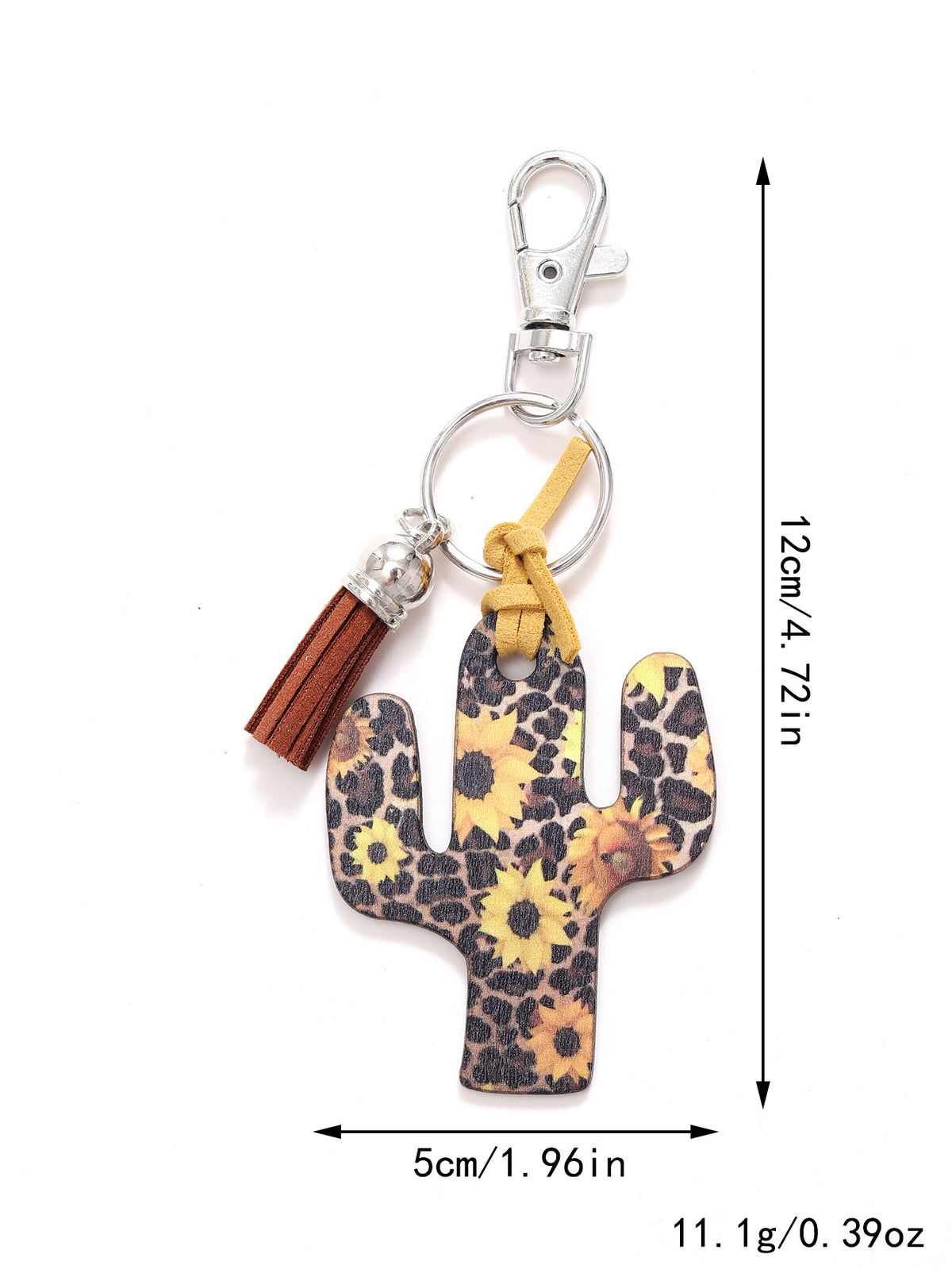 New Wooden Cactus Keychain Leopard Flower Rainbow Sunflower Striped Printed Bag Car Pendant