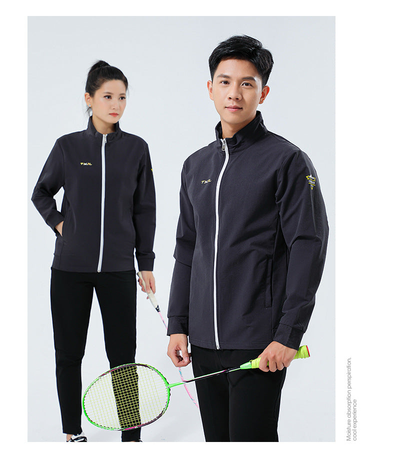New Badminton Uniform Jacket Black and White Suit Men's and Women's Long-Sleeved Volleyball Uniform Table Tennis Uniform Competition Training Uniform
