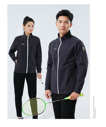 New Badminton Uniform Jacket Black and White Suit Men's and Women's Long-Sleeved Volleyball Uniform Table Tennis Uniform Competition Training Uniform