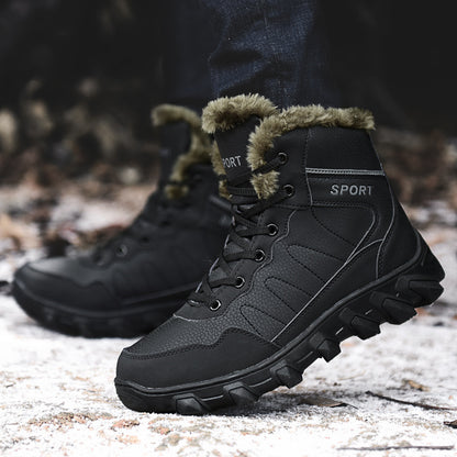 Cross-Border Winter New Cotton Shoes Men's Fur Integrated Snow Boots Outdoor Sports Hiking Boots Fleece-Lined Warm Men's Shoes 47