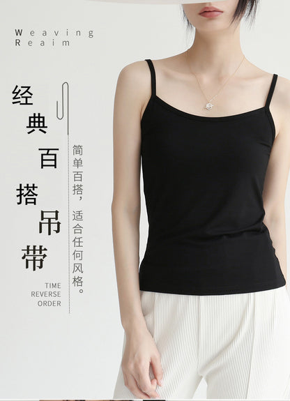 Factory Direct Sales Spring and Summer Versatile Camisole Women's Simple Solid Color Slim Elastic Bottoming Shirt Wholesale Dropshipping
