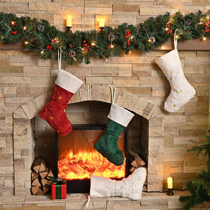 Temu Spot Delivery Cross-Border Christmas Socks European and American Christmas Holiday Decoration Socks Embroidered Plush Socks Source Factory