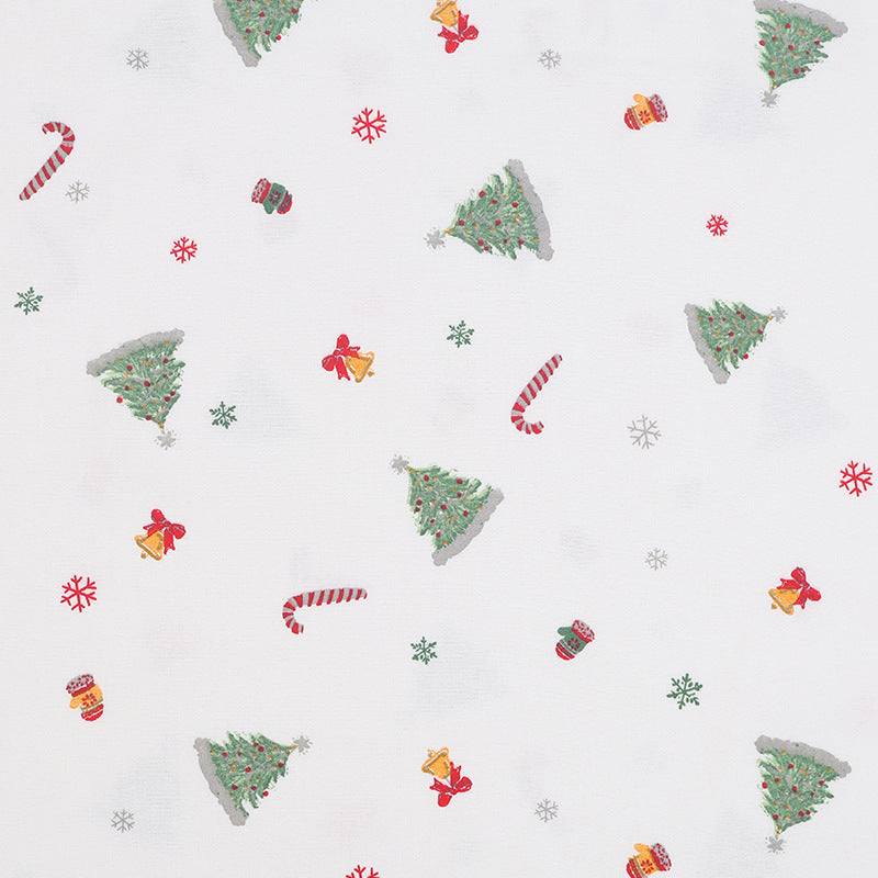 In-Stock Pure Cotton Water-Based Printing Fabric Plain Christmas Tree Floral Fabric Autumn and Winter Casual Pants Cotton Clothing Lining Fabric