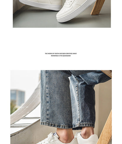 White Shoes Men's Summer Breathable Youth Casual All-match Men's Shoes 2024 New Student Pure White Sports Shoes