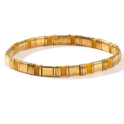 European and American Ins-style Multicolor Tila Bracelet suit Gold Black Gallstone Stitching Hand-woven Elastic Waterproof Bracelet