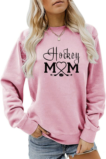 Amazon Wish Independent Station Fashionable Simple Hockey Mom Letter Fun Printed Women's Casual Sweatshirt