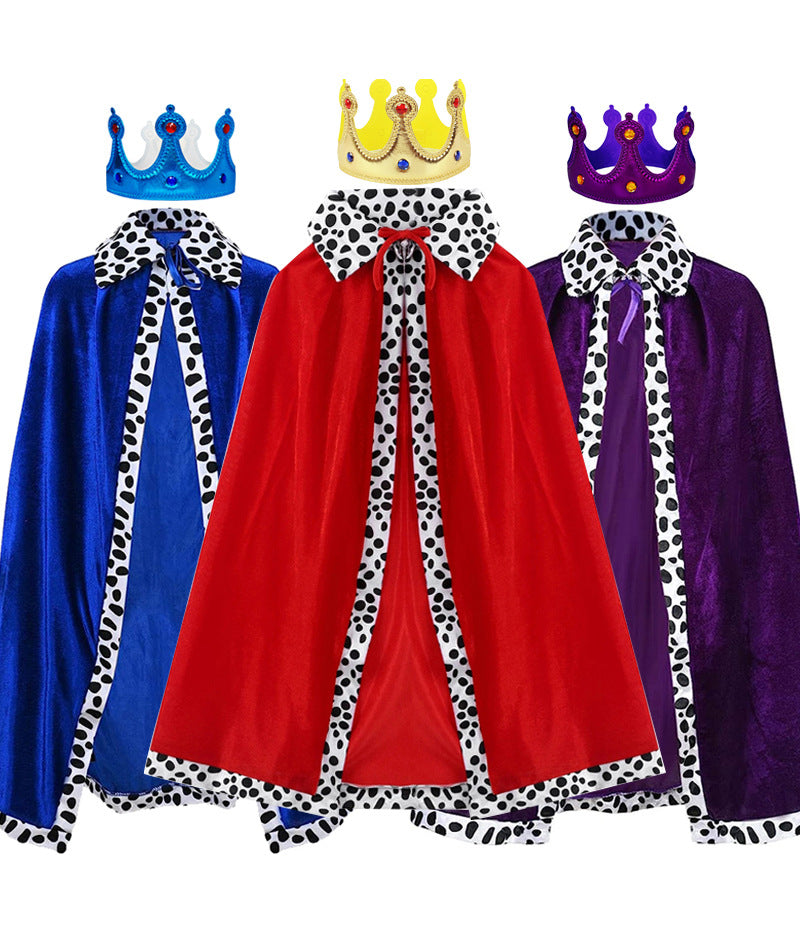 Halloween Cloak Children Adult King Party Performance Blue Fuchsia Christmas Cloak Cape Shawl
