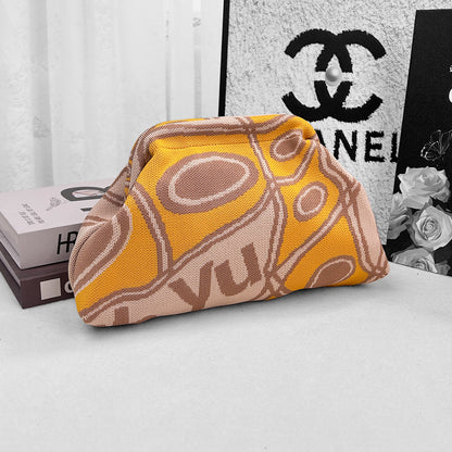 Cross-Border Dropshipping Knitted Bag Striped Clutch Bag for Women Fly-Knit Cloud Versatile Stylish Portable Makeup Bag Large Capacity