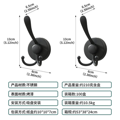 Cross-Border Stainless Steel Vacuum Suction Cup Hooks, No-Drill Bathroom Hooks, Kitchen Hooks, Towel Hooks, Clothes Hooks Wholesale