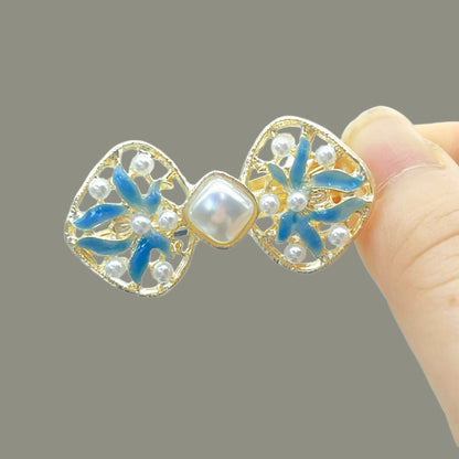 Antique Style Burned Blue Cloud Pearl Hairpin New Chinese Tassel Side Clip Advanced Sense Clip Hair Accessories Headwear Hair Clip