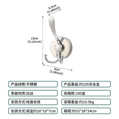 Cross-Border Stainless Steel Vacuum Suction Cup Hooks, No-Drill Bathroom Hooks, Kitchen Hooks, Towel Hooks, Clothes Hooks Wholesale