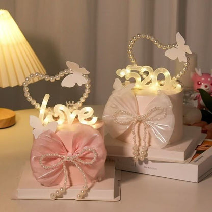Wholesale bouquet bow jewelry imitation pearl cake decoration bow chain Valentine's Day accessories accessories decoration