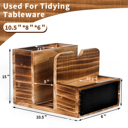 Solid Wood Desktop Tissue Box Living Room Table Tissue Holder Kitchen Countertop Seasoning Jar Placement Rack Retro Style Tissue Box