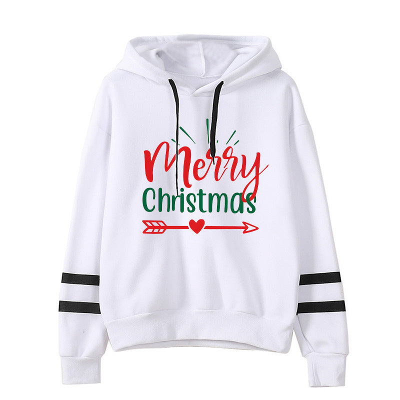 Amazon Cross-border European and American Christmas Merry Christmas Printed Hooded Sweatshirt Autumn and Winter Coat
