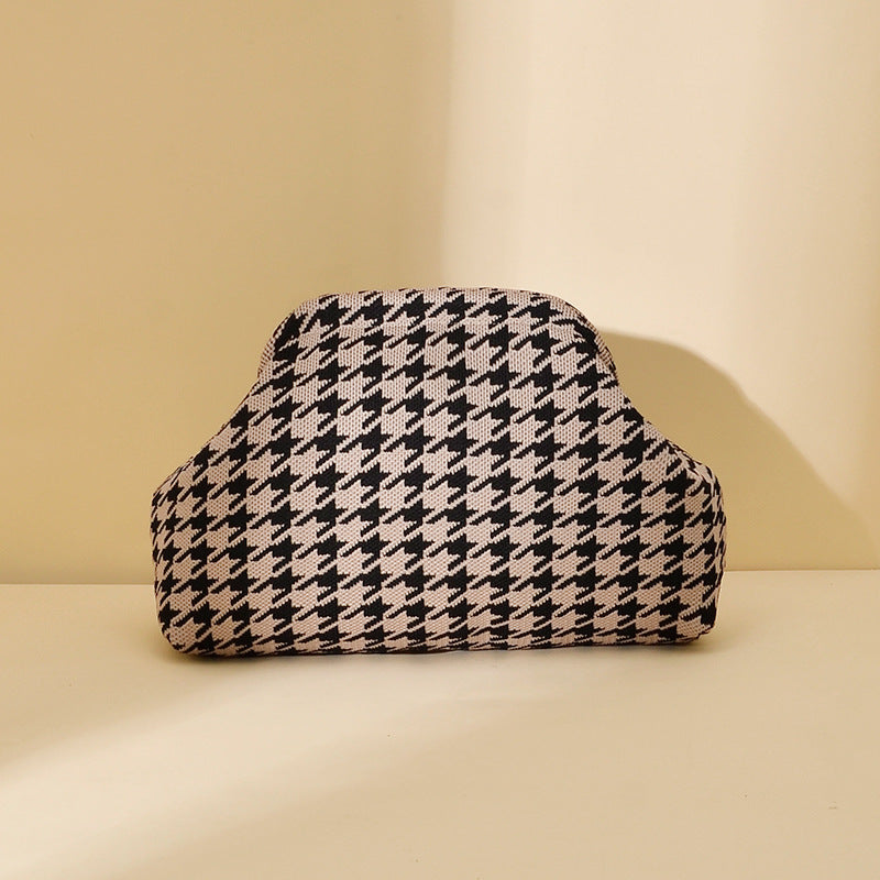 Cross-Border Dropshipping Knitted Bag Striped Clutch Bag for Women Fly-Knit Cloud Versatile Stylish Portable Makeup Bag Large Capacity