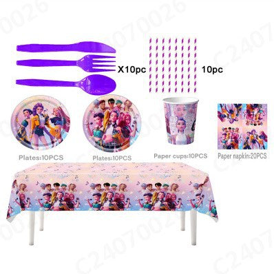 Amazon's New Pop Hunter Witch Group Theme Birthday Party Supplies Set Paper Plate Tissue Tablecloth Decoration
