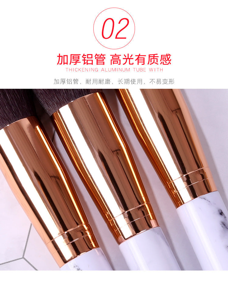Marble makeup brush wholesale powder brush blush eye shadow brush full set of beauty tools 10 sets of brush bag beauty brush