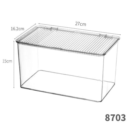 Desktop Storage Box with Lid Flip-Top Rectangular Transparent Acrylic Storage Box Kitchen Cosmetics Sundry Work Station