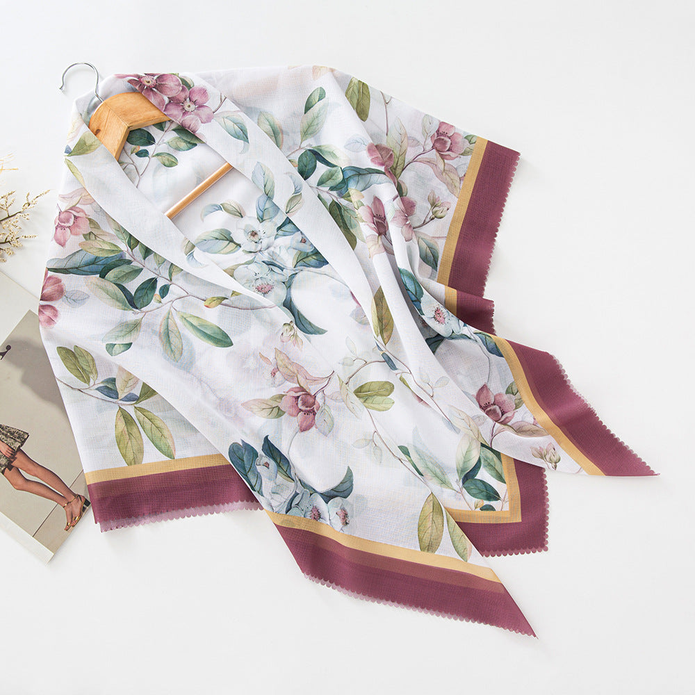 Cross-Border New Product Voile Print 110 Square Scarf Classic Lace Scarf Turban Malaysian Shawl