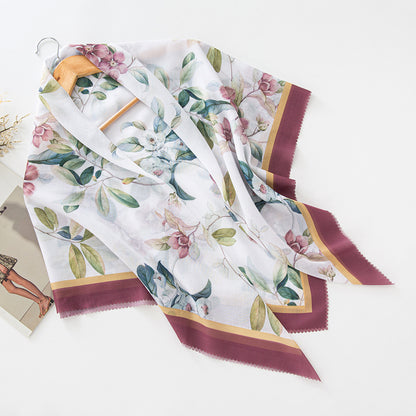 Cross-Border New Product Voile Print 110 Square Scarf Classic Lace Scarf Turban Malaysian Shawl