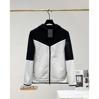 2024 Spring and Autumn Casual Sports Cotton Air Layer Hooded Zipper Cardigan Men's Jacket 490 Coat