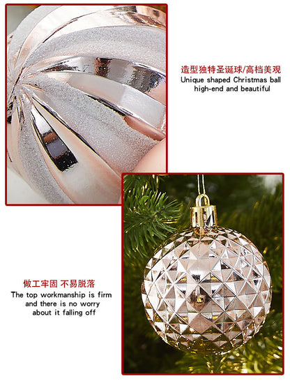 Cross-border New Christmas Tree Decoration Pendant Electroplated Paintted Ball Hanging Hollow Ball Hanging Christmas Decorations