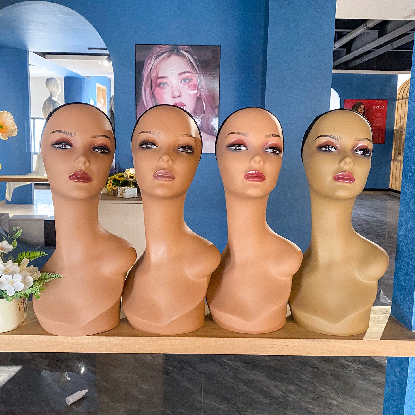 European and American wig model head shoulder model wig hat scarf jewelry window display props mannequin