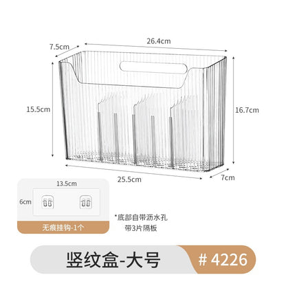 Desktop Wall Hanging Storage Box with Transparent Acrylic Cosmetics Bathroom Stationery Station Kitchen Storage Rack Bedside
