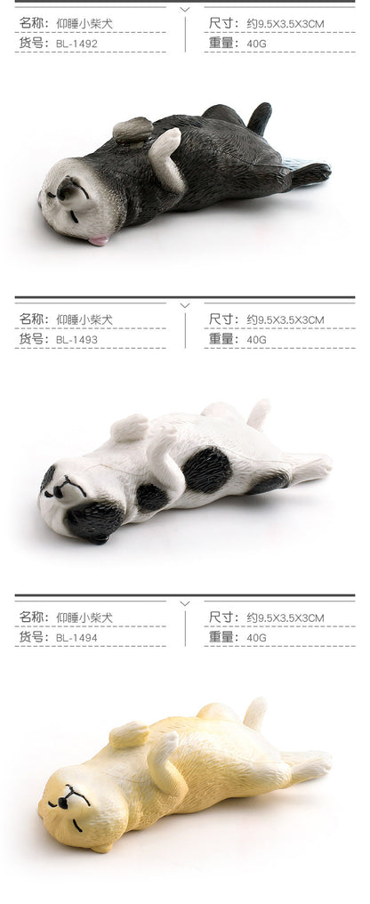 Cross-border Children's Cognitive Simulation Pet Dog Model Sleeping Posture French Bulldog Chai Dog Decorative Ornament Toy