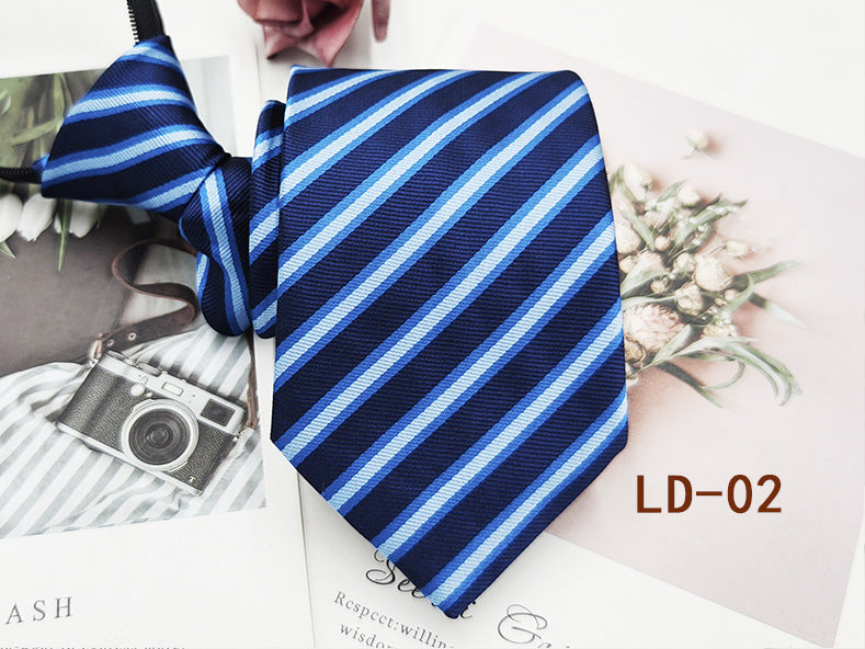Factory In-Stock Zipper Tie Men's Formal Business 8cm Lazy Tie Red Black Striped Workplace Striped Tie