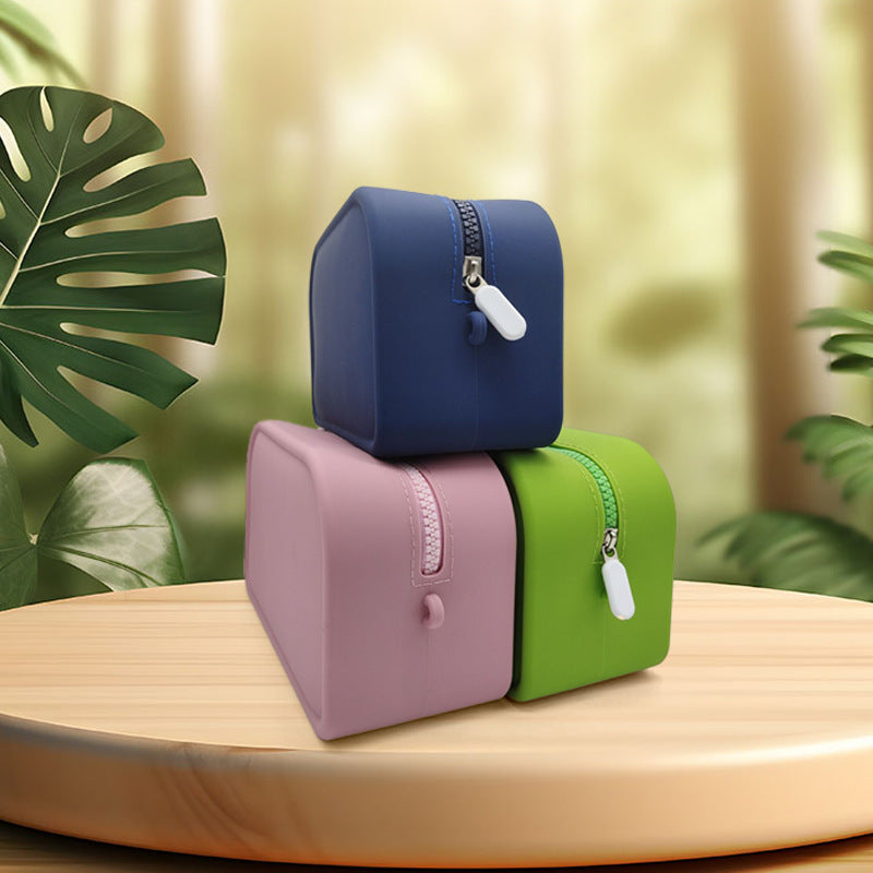 Factory Processing Travel Cosmetic Brush Bag Storage Wash Bag Logo Data Cable Travel Large Capacity Silicone Storage Bag