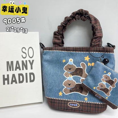 In-Stock New Small Cloth Bag Ins Cute Cartoon Women's Summer Cloth Bag Handbag Casual Tote Bag Upgrade