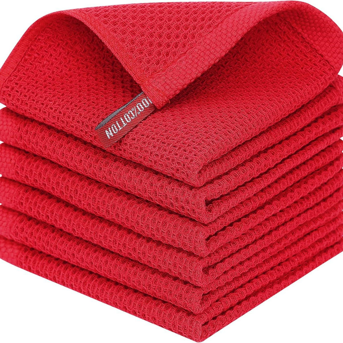Cross-border Amazon pure cotton honeycomb kitchen dishwashing square towel can be suit with hook waffle square towel generation sticker code