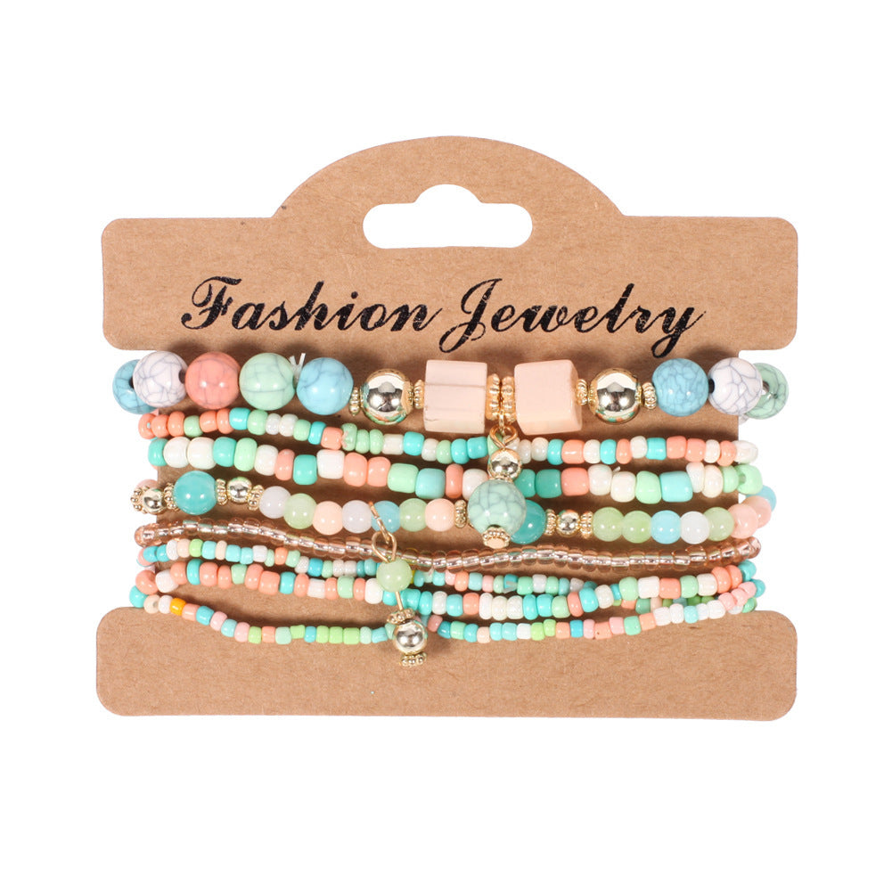 European and American Cross-Border Hot-Selling New Bohemian Bracelets Creative Tassel Multi-Layer Beaded Bracelets Fashion Jewelry