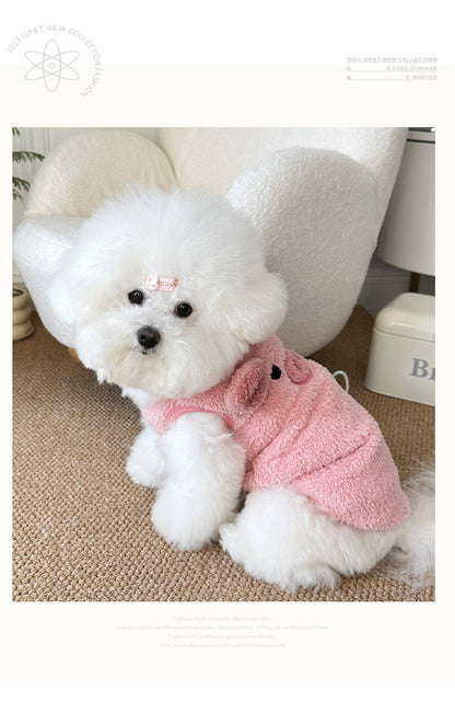 Winter New Ins Style fleece-lined Warm Pet Dog Cat Clothes Teddy Bixiong VIP Cartoon Embroidered Vest