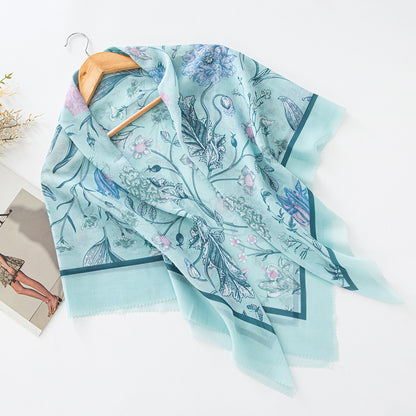 Cross-Border New Product Voile Print 110 Square Scarf Classic Lace Scarf Turban Malaysian Shawl
