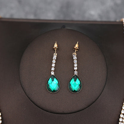 Korean Bride Necklace Earrings Two-piece Decorations Wedding Yarn Wedding Jewelry Wedding Accessories Dance Studio