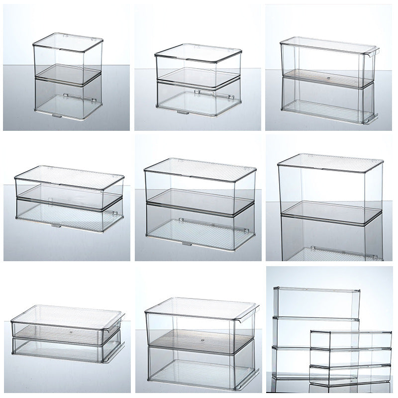 Storage Box PET Transparent Acrylic Rectangular Cosmetic Station Snack Kitchen Sundries Storage Box with Lid