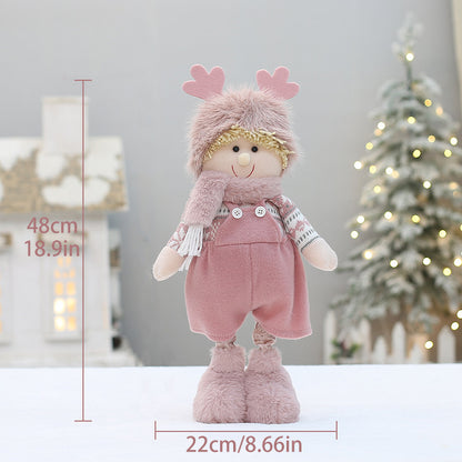 Cross Border Christmas Decorations Pink Antlers Doll Fabric Boys and Girls Doll Standing Doll Desktop Ornaments