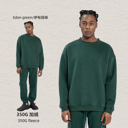 Cai Xiang Island Men's Clothing | Autumn and Winter 350g Dopamine Fleece Oversized Loose Trendy Brand Men's Sweatshirt and Pants Set