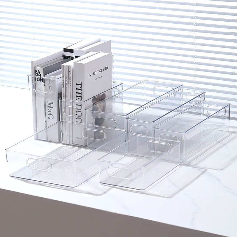Desktop Storage Box Narrow Long Slim High Gap Transparent Acrylic Snack Kitchen Mirror Cabinet File Bathroom Cosmetics