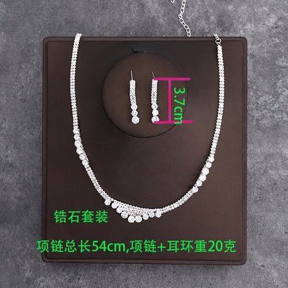 Korean Bride Necklace Earrings Two-piece Decorations Wedding Yarn Wedding Jewelry Wedding Accessories Dance Studio