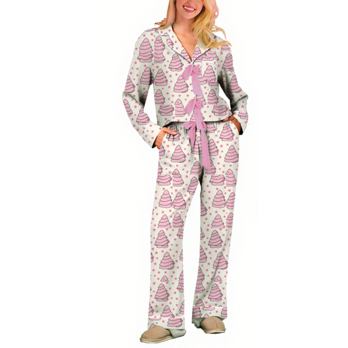 2024 autumn and winter Amazon new long sleeve home clothes pajamas Christmas Halloween digital printed pajamas suit