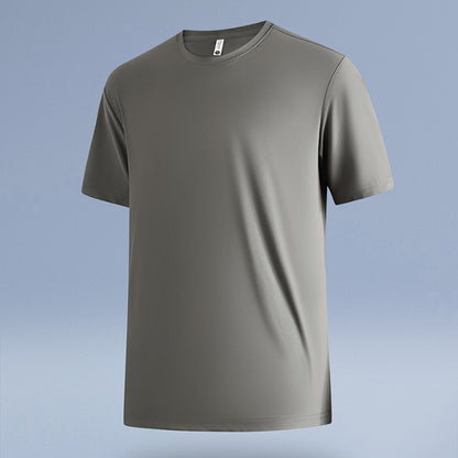 Dan Baoni | Summer Cool Sense Sunscreen Solid Color Advanced Sense Ice Silk Men's T-Shirt Loose Round Neck Shoulder Short Sleeve Customization