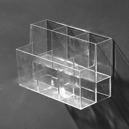 Desktop Wall Hanging Storage Box with Transparent Acrylic Cosmetics Bathroom Stationery Station Kitchen Storage Rack Bedside